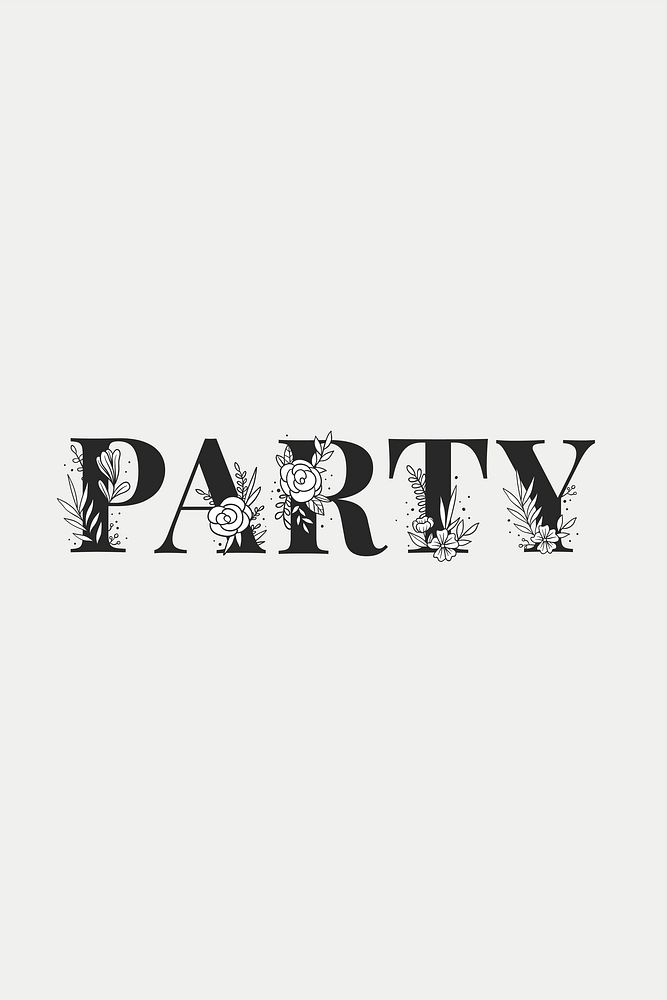 Party word feminine lettering and typography vector