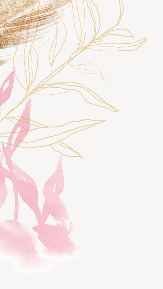 Pink leaf mobile wallpaper, background design vector