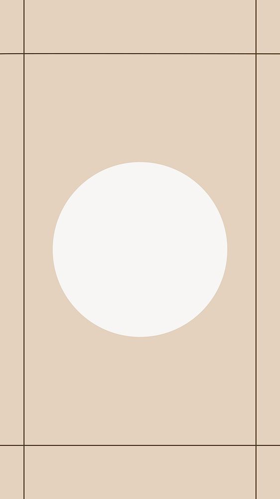 Brown background, beige round frame collage element vector