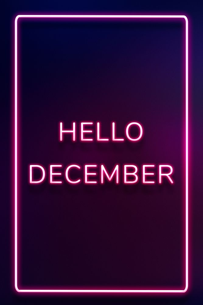 Neon frame Hello December border text