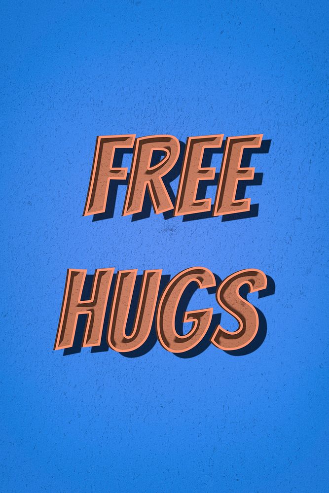 Free hugs comic retro style lettering illustration 