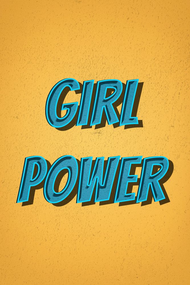 Girl power comic retro style typography illustration