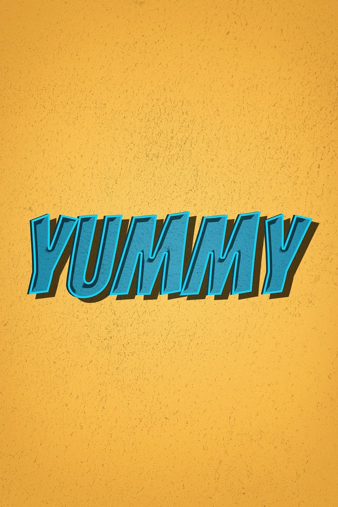 Yummy comic retro style typography illustration