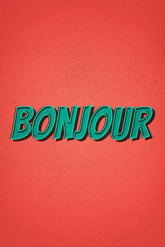 Bonjour word art comic retro style typography