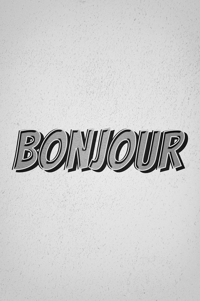 Bonjour word comic font typography