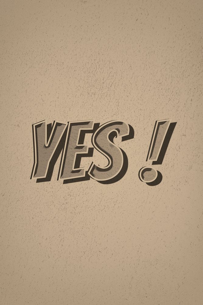 Yes! word retro cartoon comic typography on beige