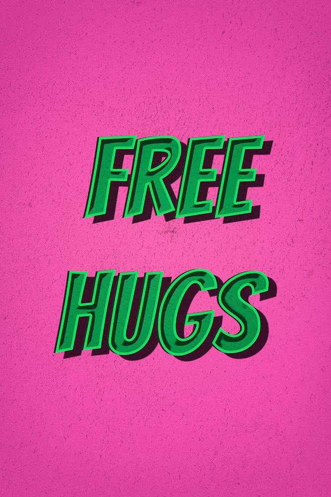 Free hugs retro cartoon typography