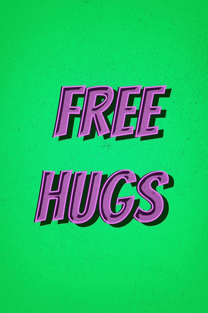 Free hugs retro cartoon typography