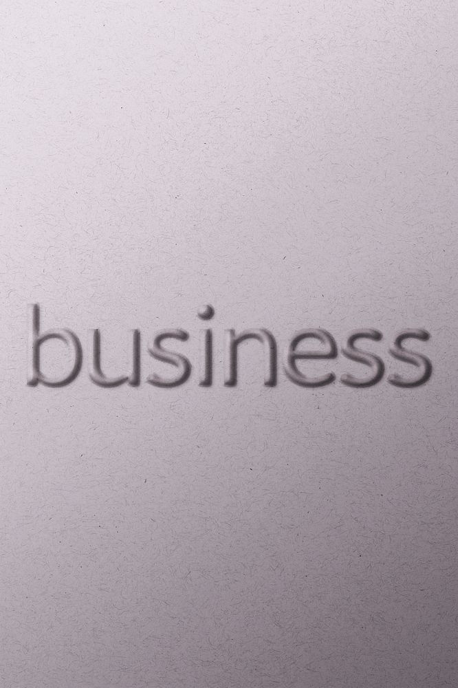 Word business embossed typography on paper texture