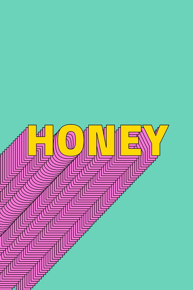 Honey layered typography retro word