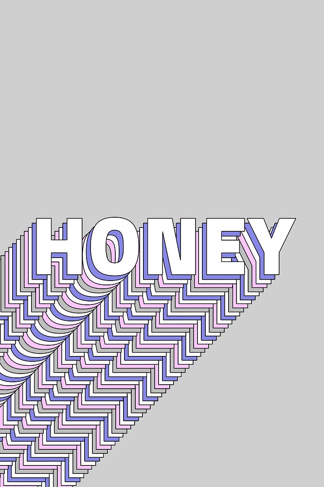 Layered pastel retro honey message typeface