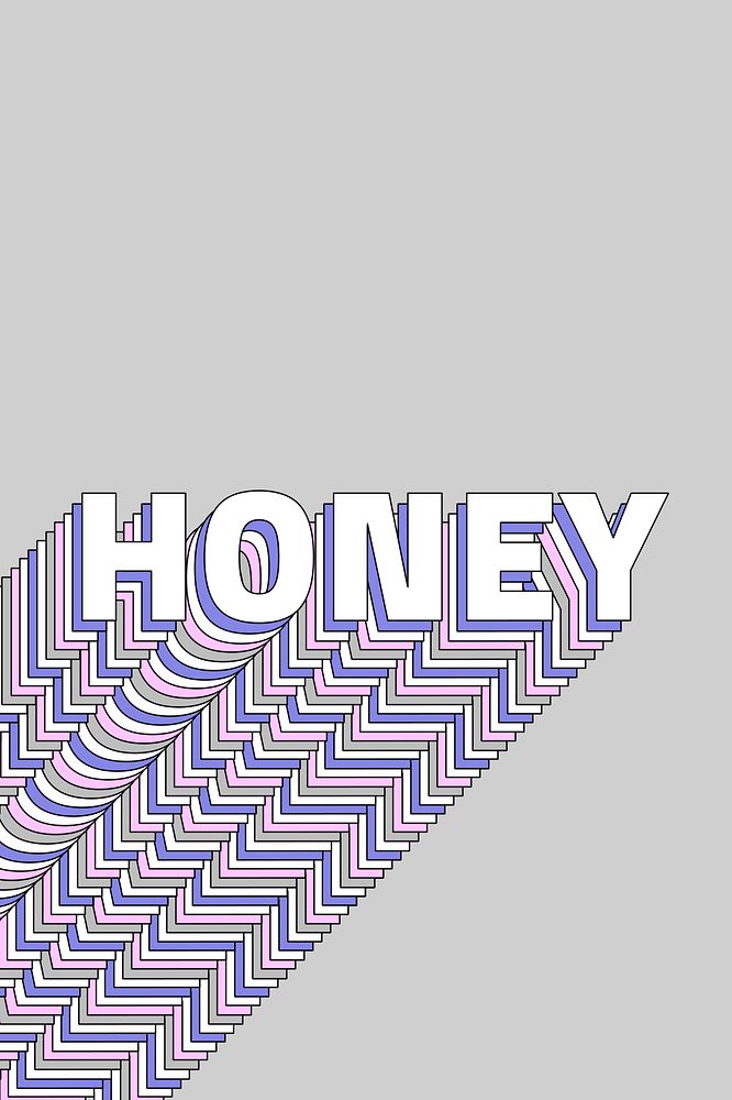 Layered retro psd pastel honey stylized text typography