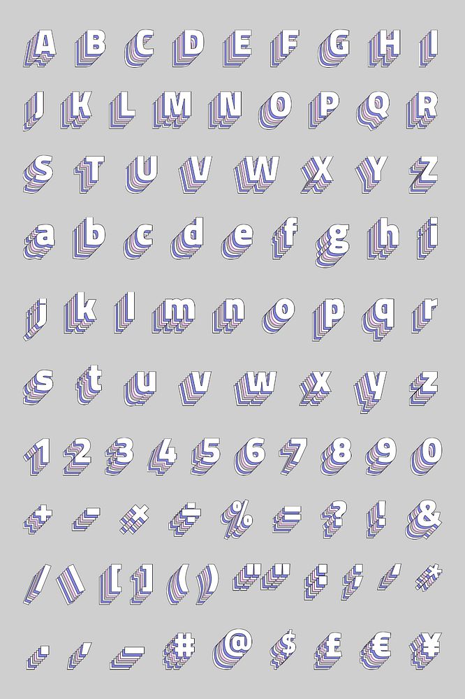 Layered psd pastel Alphabet character set