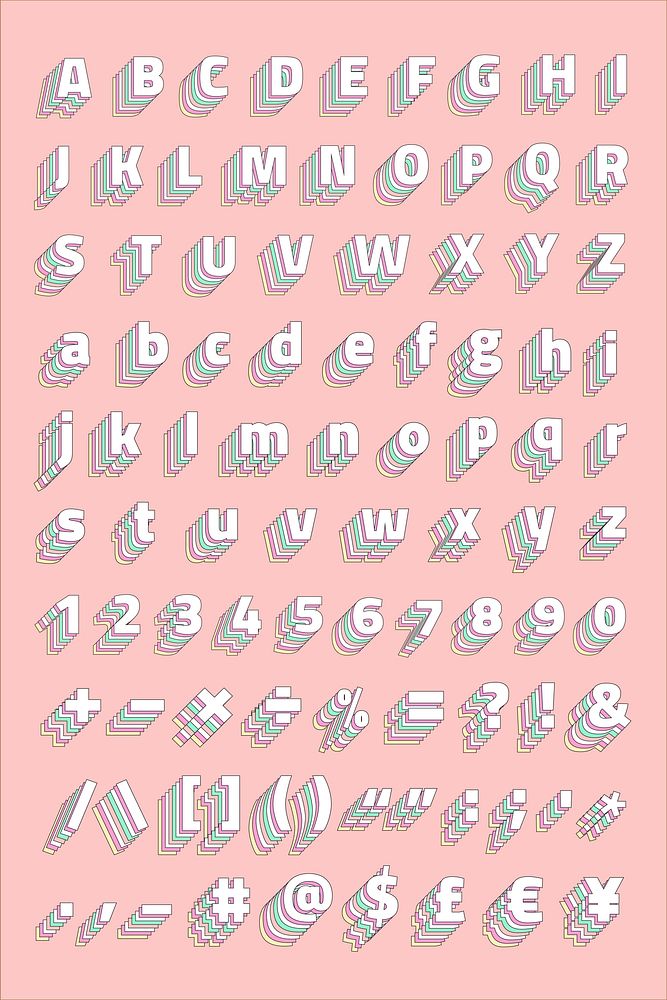 Vintage layered Alphabet vector set stylized typography