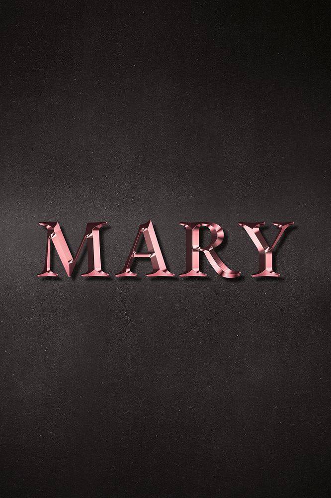 Mary typography in metallirose gold design element