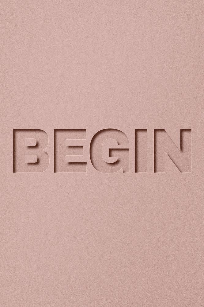 Begin word bold font typography paper texture