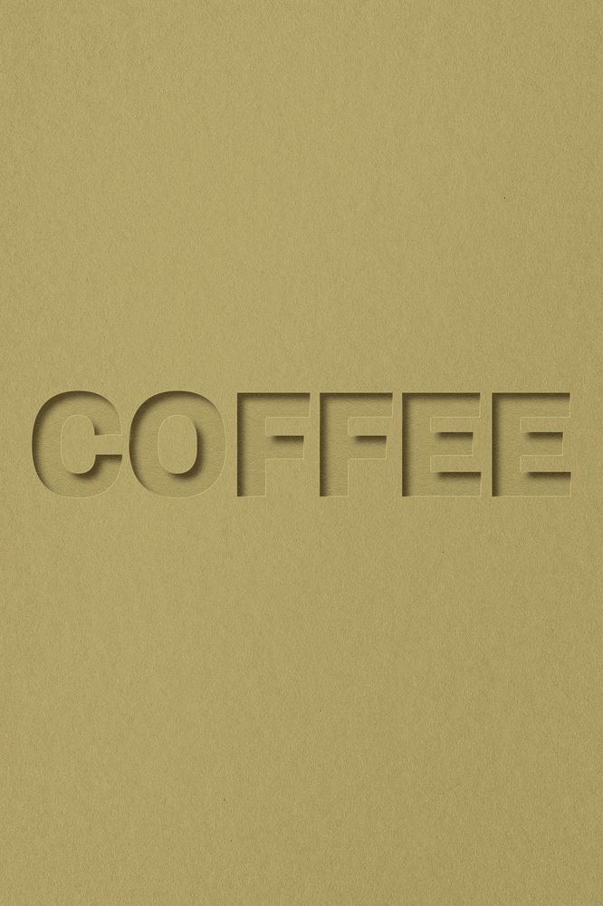 Coffee word paper cut font shadow typography