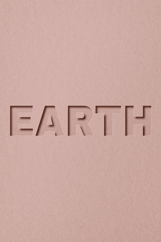 Earth word paper cut font shadow typography