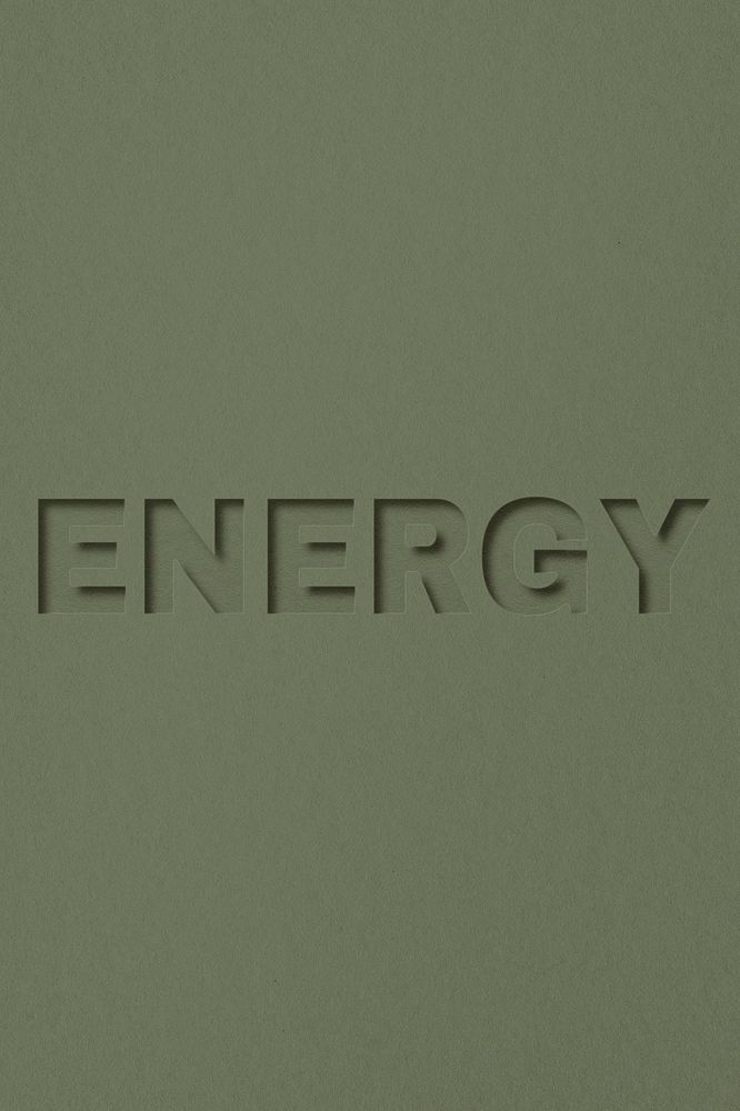 Energy word bold paper cut font typography