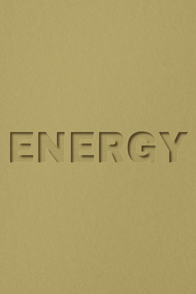 Energy word paper cut font shadow typography