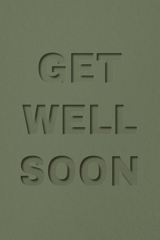 Get well soon word bold paper cut font typography