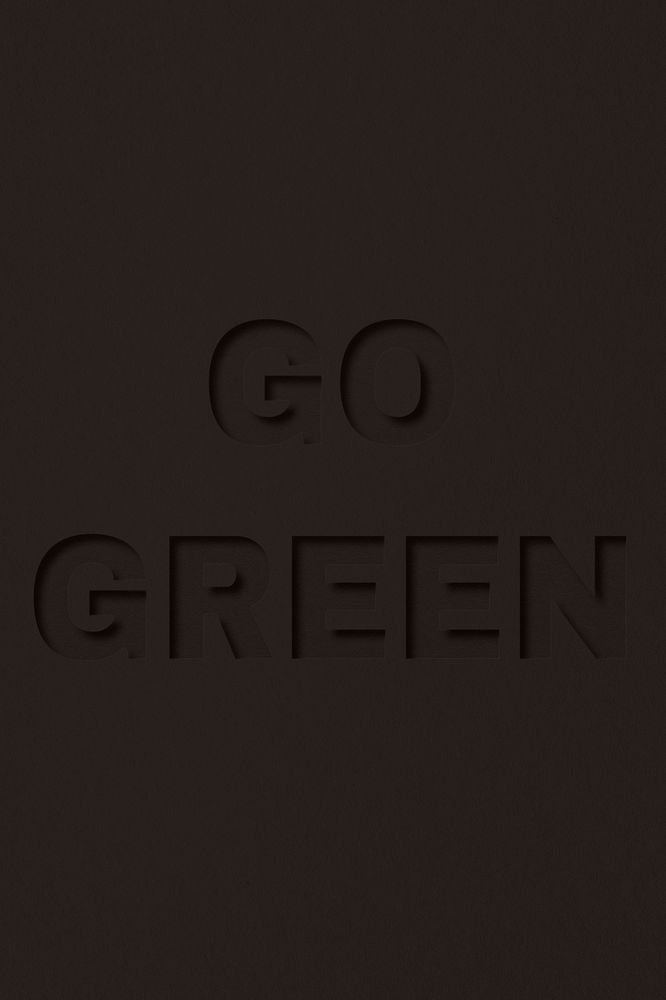 Go green word bold paper cut font typography