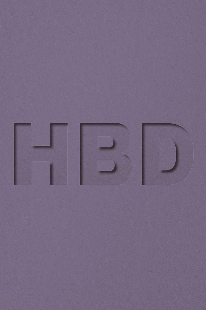 HBD word paper cut font shadow typography