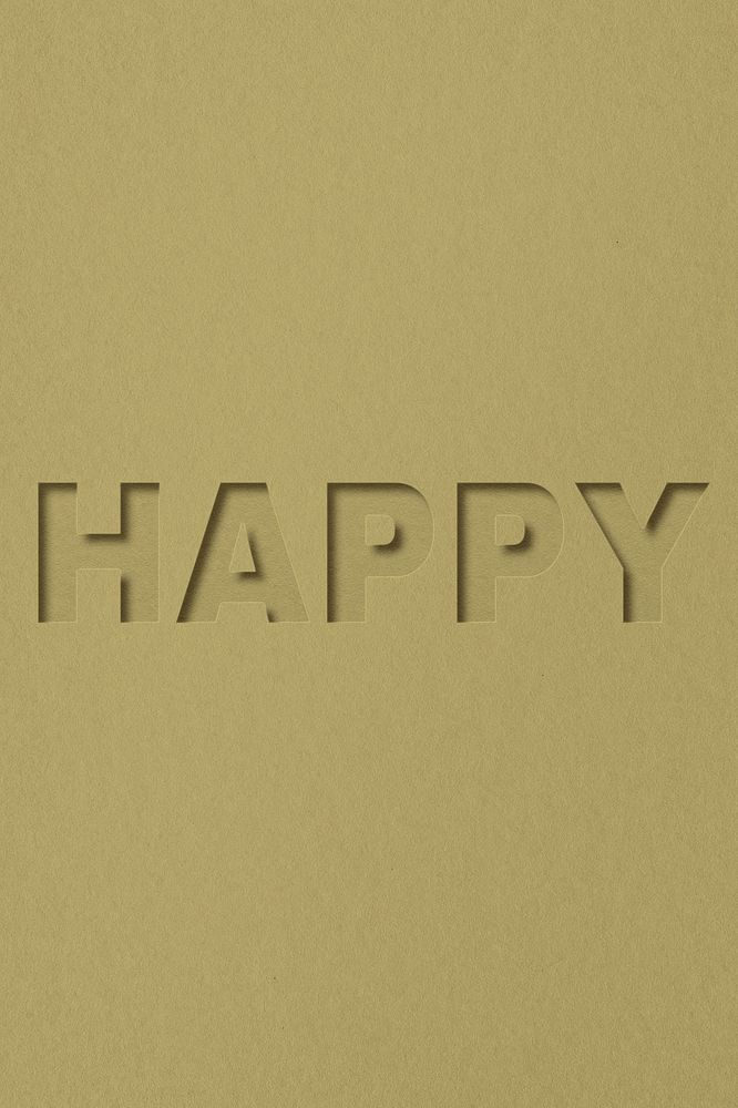 Happy word bold paper cut font typography