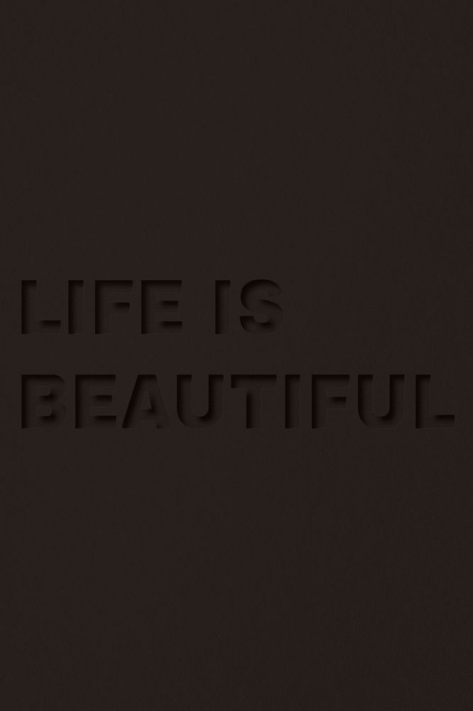 Life is beautiful word bold paper cut font typography