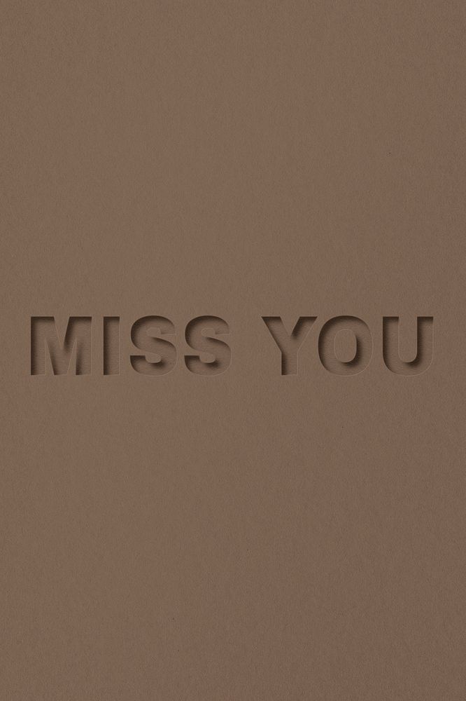 Miss you word paper cut font shadow typography