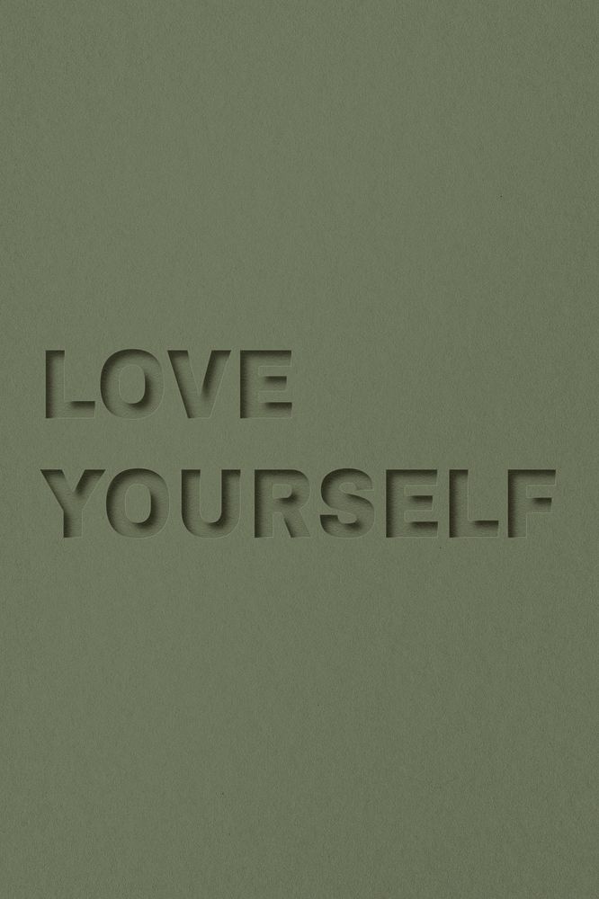 Love yourself word bold paper cut font typography
