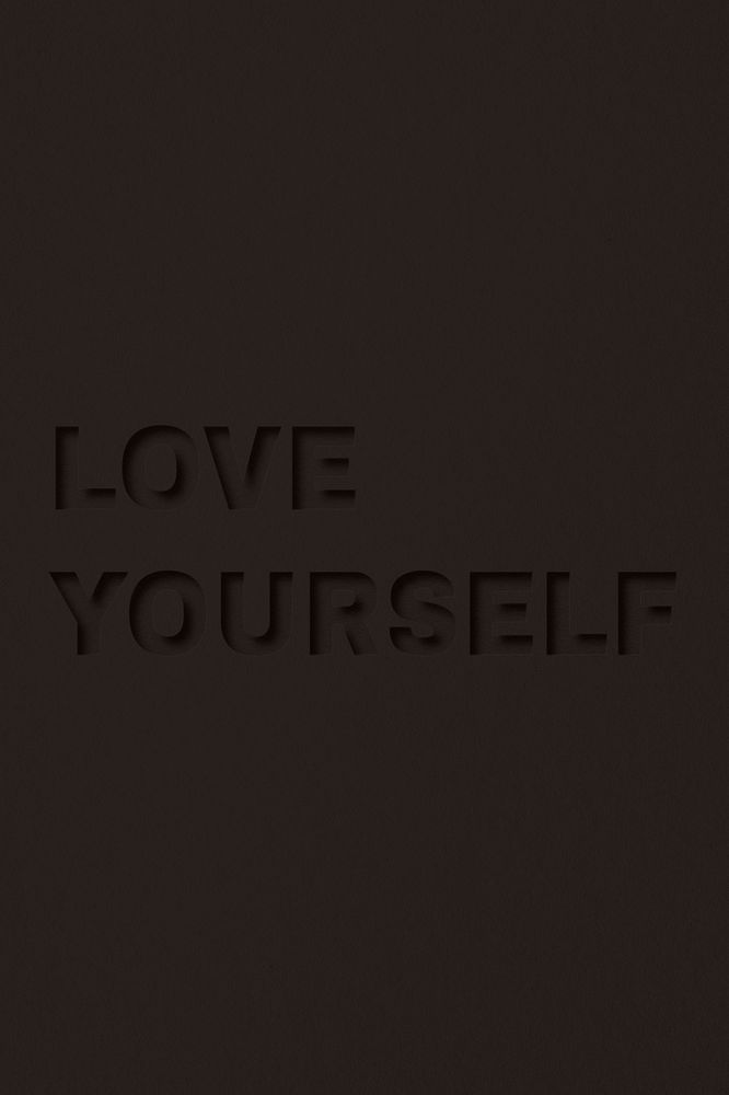 Love yourself word bold font typography paper texture