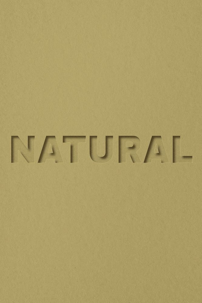 Natural word bold paper cut font typography