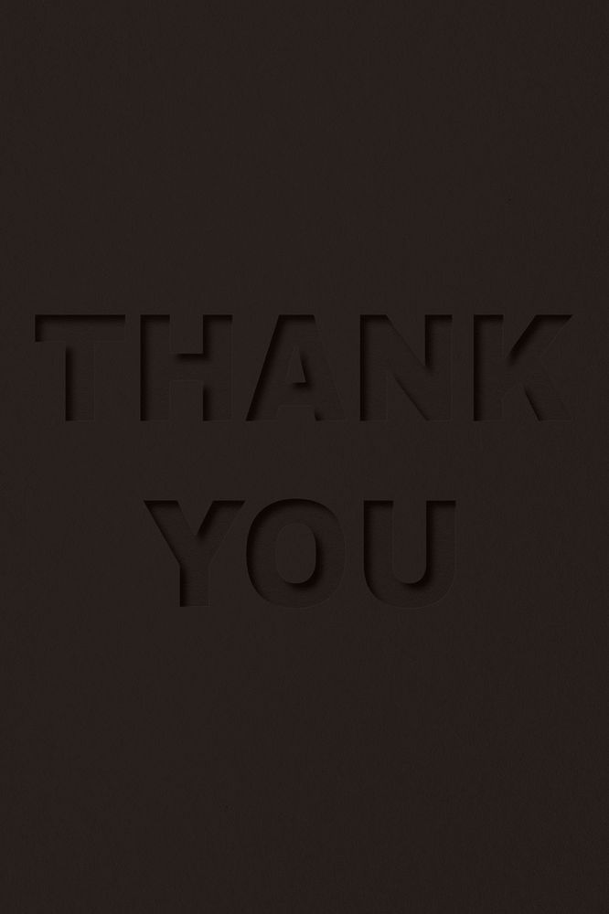 Thank you word bold font typography paper texture
