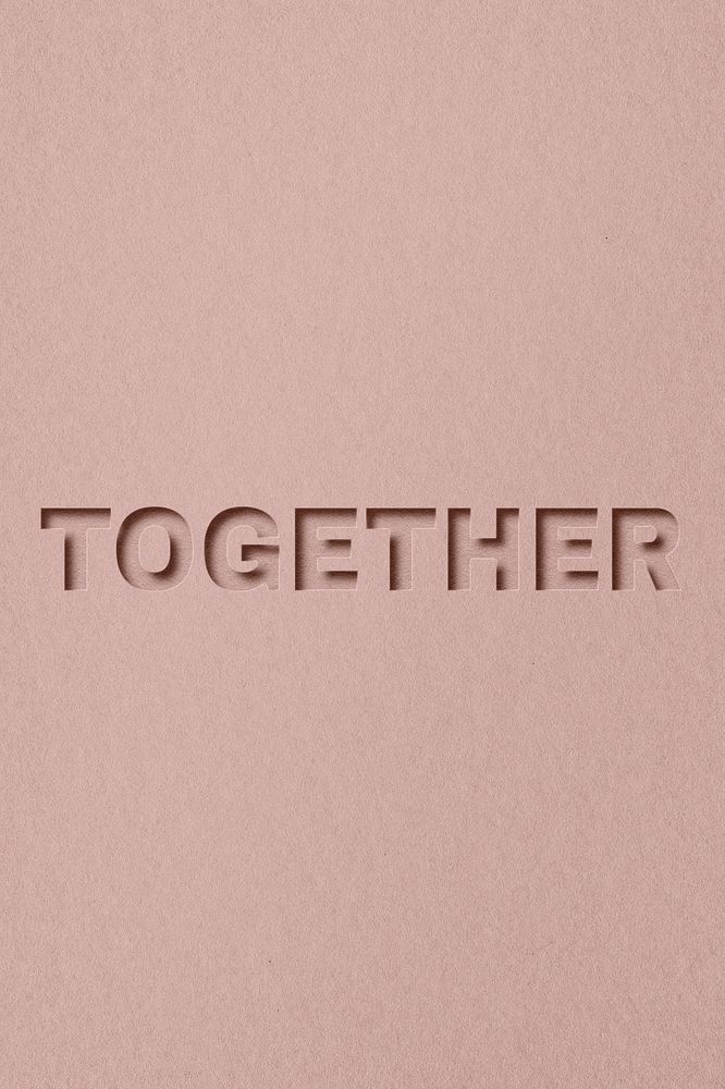 Together word paper cut lettering
