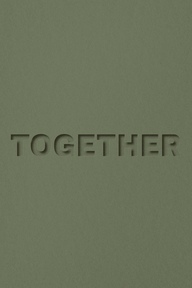 Together word bold paper cut font typography