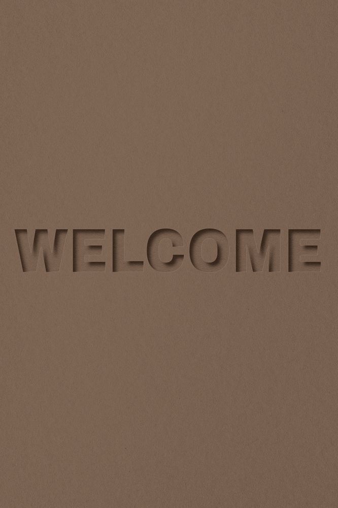 Welcome word bold paper cut font typography