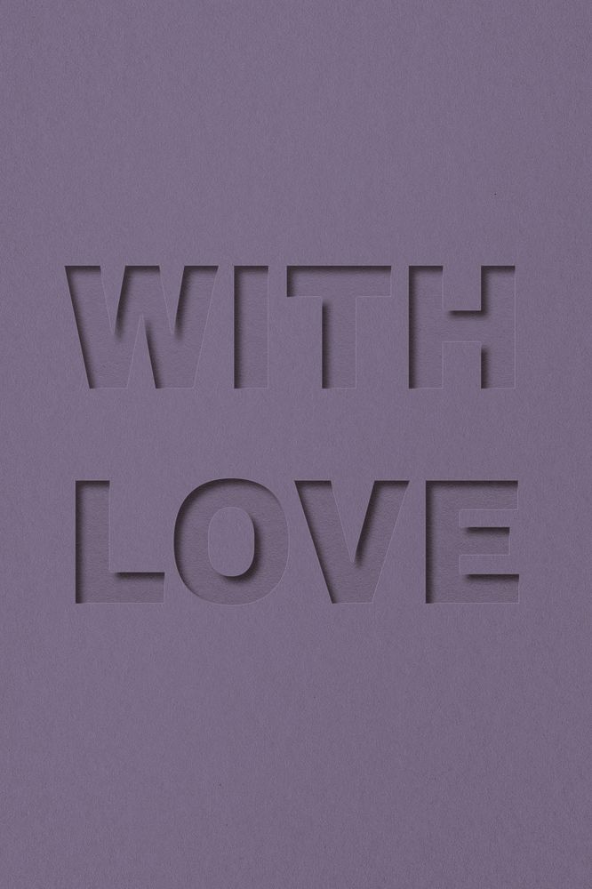 With love word bold paper cut font typography