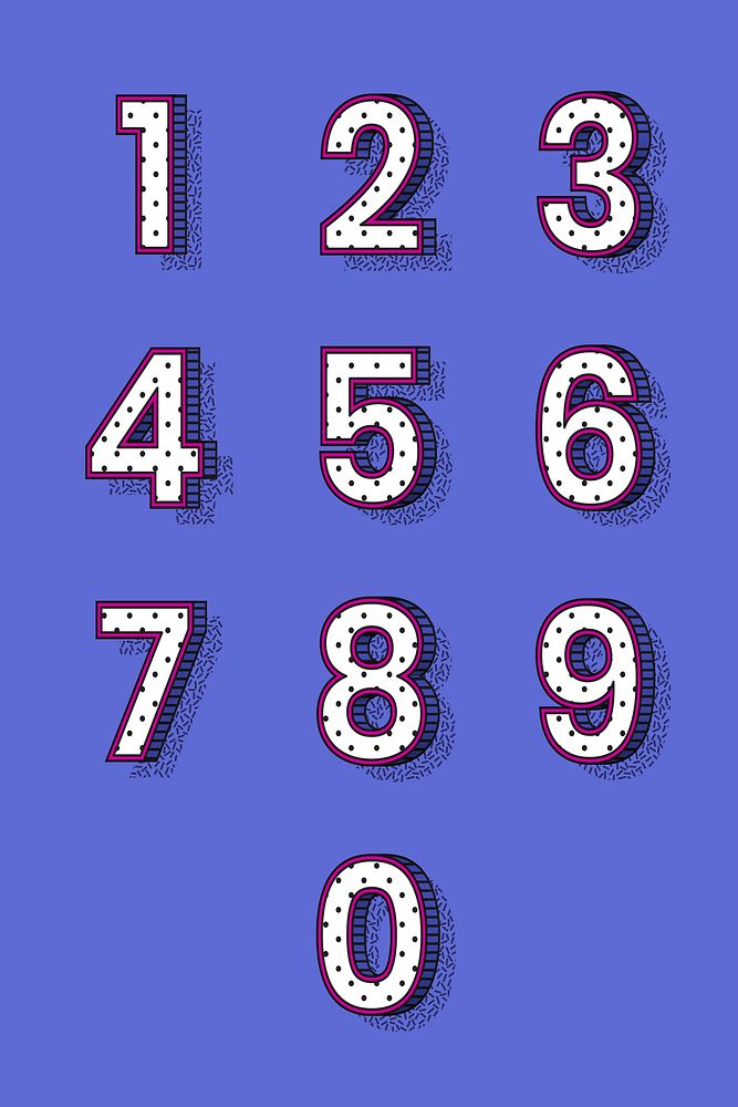 Isometric halftone font numbers 0-9 on blue