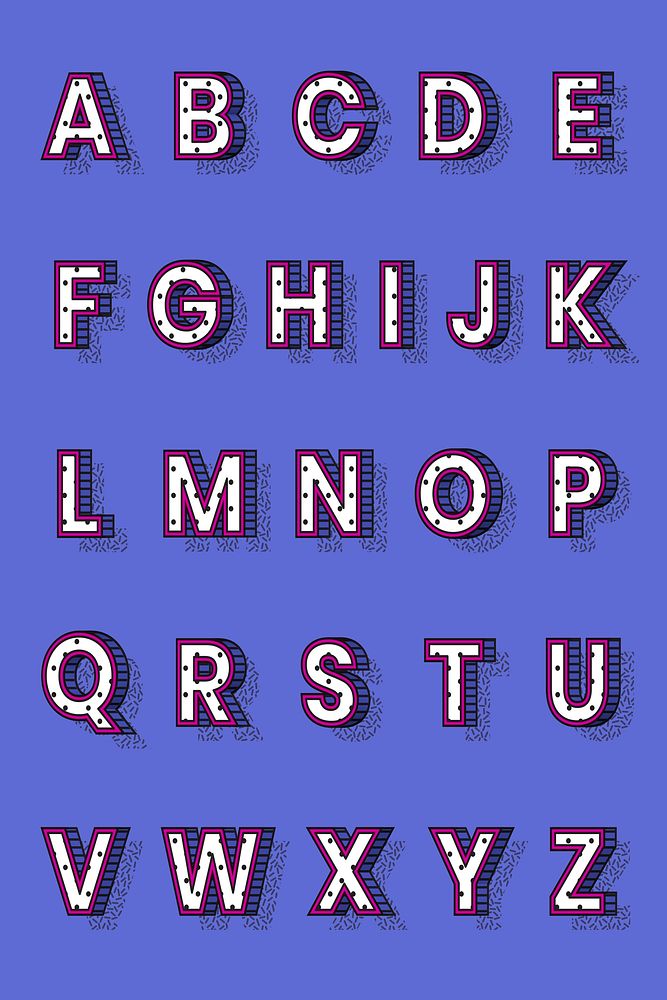3D alphabet psd isometric halftone style typography