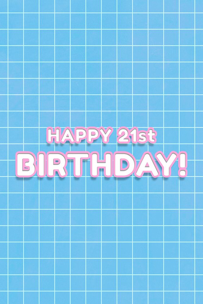 Happy 21st Birthday card pastel miami grid
