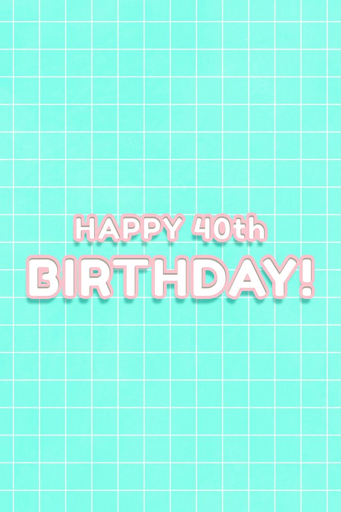 Miami 80&rsquo;s happy 40th birthday! bold word art on grid background