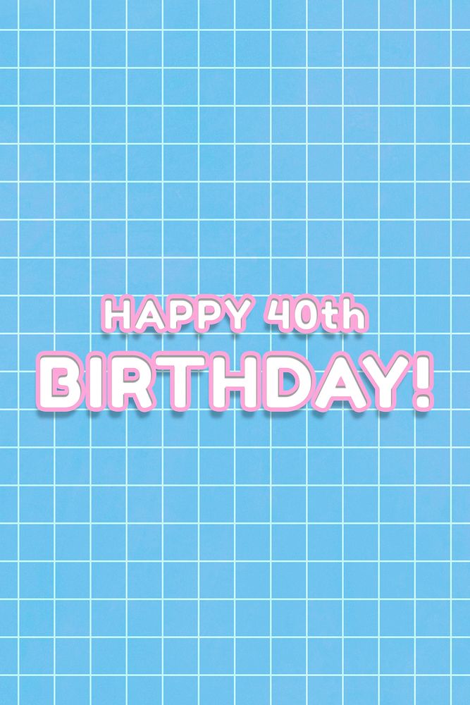 Miami 80&rsquo;s happy 40th birthday! bold word art on grid background