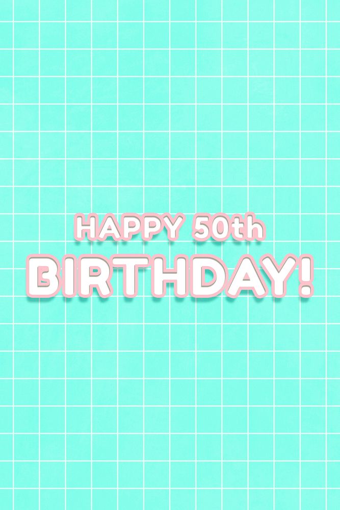 Outline 80&rsquo;s miami font happy 50th birthday! word art on grid background