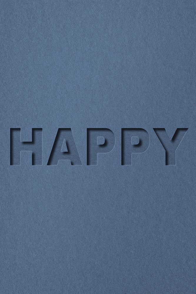 Happy word paper cut font typography