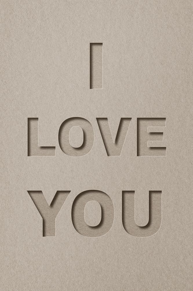 I love you lettering paper cut typography