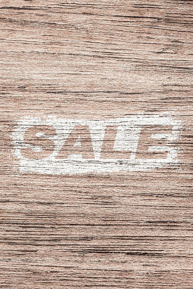 Sale text wood texture brush stroke effect typography