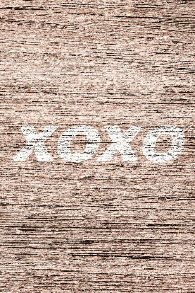 XOXO word typography light wood texture