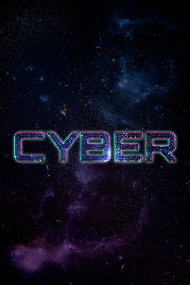 CYBER word typography blue text