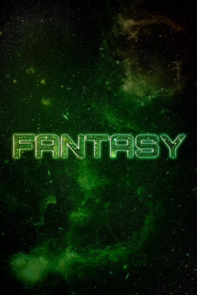 FANTASY word typography green text